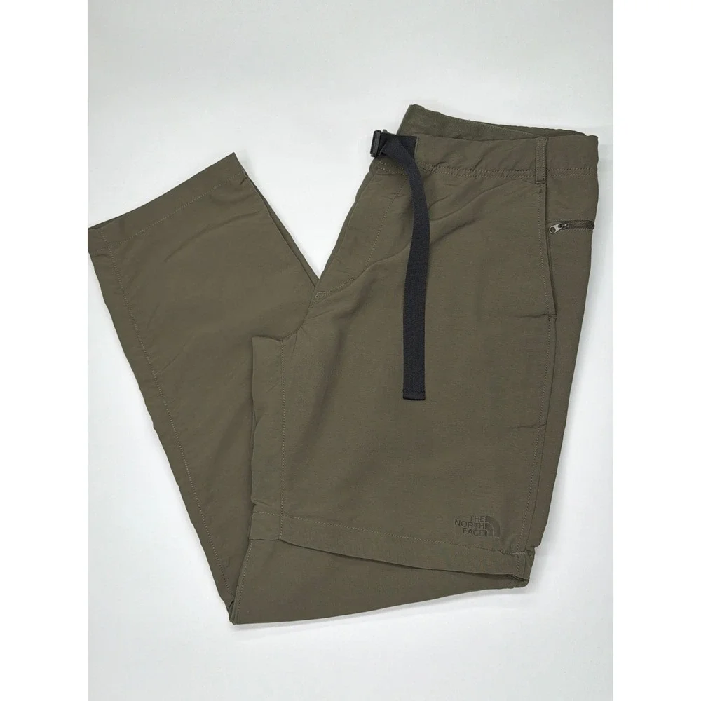 The North Face Mens Convertible Hiking Pants Zip Off Green Khaki Size 38x30‎